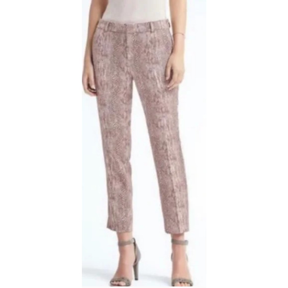 Banana Republic Avery Python Snakeskin Print Mid Rise Cropped Pants 0 💸BOGO🎉 - Picture 1 of 10